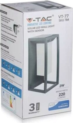 V-TAC VT-77 LAMPADA LED DA MURO GRIGIO 2W CON PANNELLO SOLARE SENSORE CREPUSCOLARE CHIP SAMSUNG 220lm IP65 LUCE 3000K Illuminazione/Lampadine/Lampadine a LED Zencoccostore - Formia, Commerciovirtuoso.it