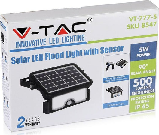 V-TAC-VT-777-5-LAMPADA-DA-MURO-LED-5W-CON-PANNELLO-SOLARE-E-SENSORE-COLORE-NERO---SKU-8547