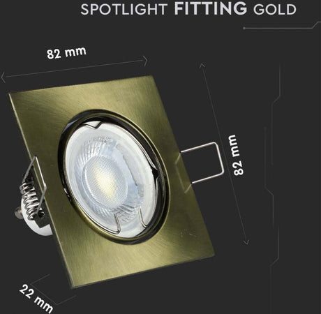 V-TAC VT-779 PORTAFARETTO ORIENTABILE QUADRATO DA INCASSO PER LAMPADINE GU10 E GU5.3 COLORE ORO - SKU 8581 Illuminazione/Illuminazione per interni/Luci da incasso/Portafaretti da incasso Zencoccostore - Formia, Commerciovirtuoso.it