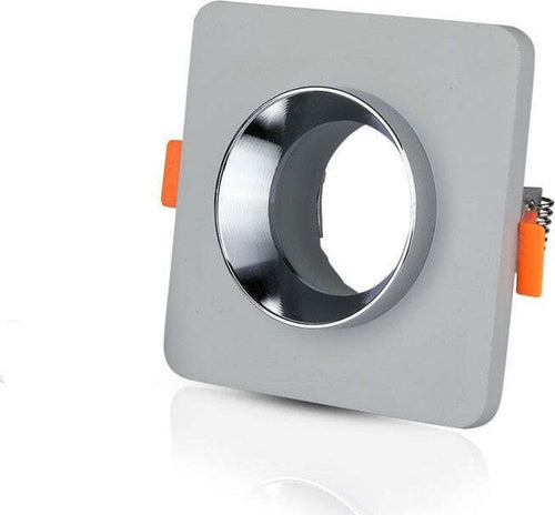 V-TAC-VT-862-CHG-Portalampada-LED-da-Incasso-GU10-Corpo-in-Gesso-Quadrato-Colore-Grigio-con-Finitura-Cromata---SKU-3120