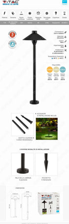 V-TAC VT-907 LAMPADA DA GIARDINO 7W FISSAGGIO A PAVIMENTO O INTERRAMENTO IP65 COLORE NERO - SKU 20316 / 20317 / 20318 Illuminazione/Illuminazione per esterni/Lampioni Zencoccostore - Formia, Commerciovirtuoso.it