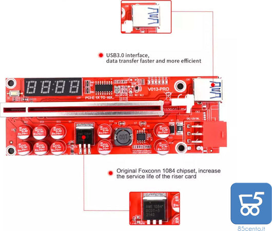 V013 PRO PCIE Riser per Scheda Video PCI Express X16 Extender SATA a 6pin