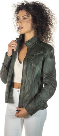 V173---Biker-Donna-Verde-in-vera-pelle