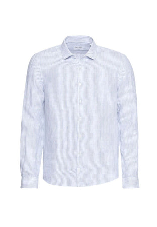 calvin klein CAMICIA LINEN STRIPE SLIM SHIRT da uomo