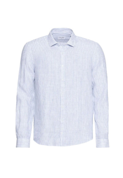 calvin klein CAMICIA LINEN STRIPE SLIM SHIRT da uomo