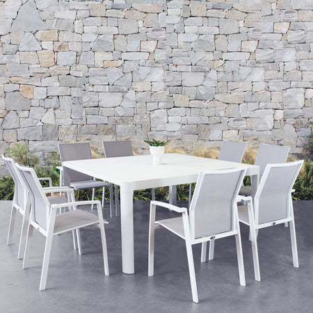 Tavolo quadrato "Keplero" allungabile per esterno e giardino, in alluminio