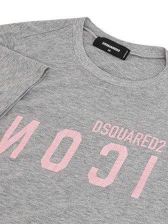 DSQUARED2 T-Shirt Grigio Melange con logo Dsquared2 Icon. da donna