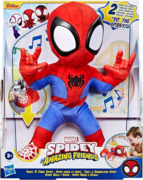 Hasbro Marvel Spidey e i Suoi Fantastici Amici, Spidey Dance'N Crawl, Peluche Elettronico con Suoni Musicali