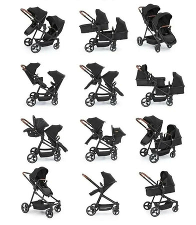 PASSEGGINO DOPPIO GEMELLARE PIEGHEVOLE MULTIFUNZIONALE GRIGIO