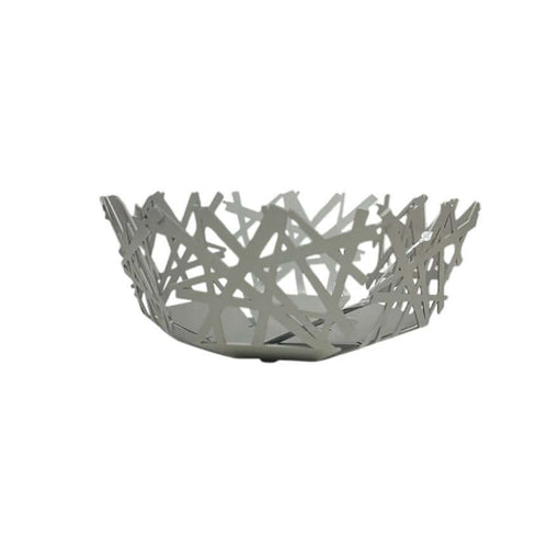Cesto centrotavola Tokyo Ceart in metallo taglio laser, stile moderno, diametro 21 cm, design artigianale Made in Italy, perfetto anche come porta frutta.