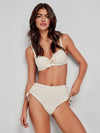 Bikini Gisela 2/30188BT taglia M/3, top con ferretto e imbottitura, slip alto regolabile, stampa geometrica, stile elegante e contenitivo.