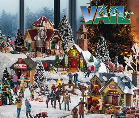 Personaggi per villaggio di Natale "Consegna innevata" in resina