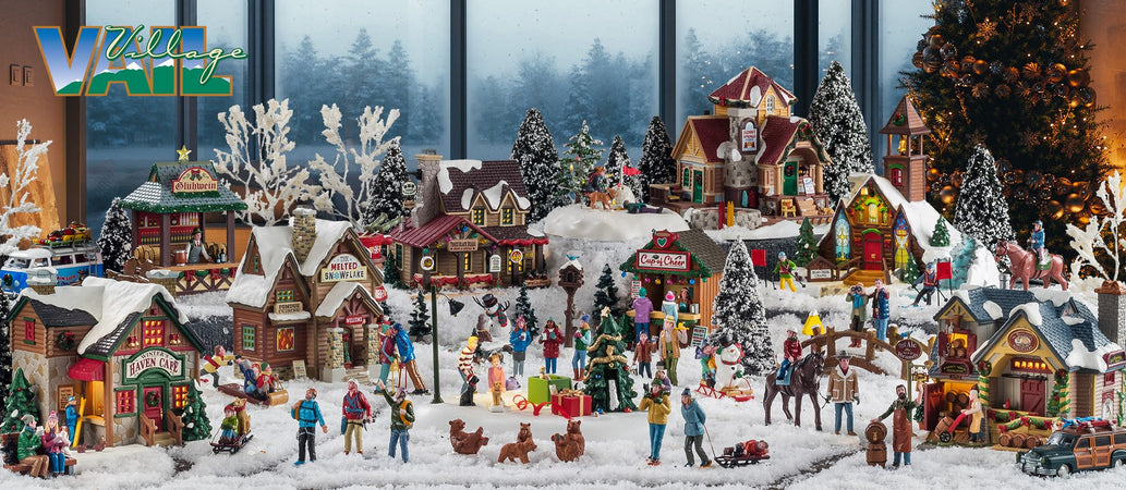 Personaggi per villaggio di Natale "Skating Sisters" in Resina