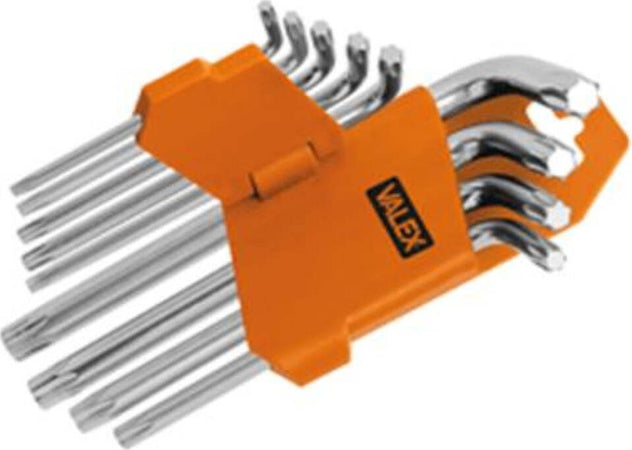 VALEX---CHIAVI-MASCHIO-TORX-PIEGATE-SERIE-9-PEZZI---ACCIAIO-CROMO-VANADIO