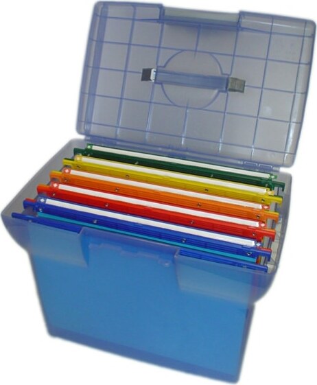 Valigetta Arianna - blu traslucido - con 5 cartelle sospese Joker interasse 33 cm - 37x25x30 cm - colori assortiti - Bertesi Cancelleria e prodotti per ufficio/Archivio ufficio e accessori per scrivania/Archivio ufficio/Cartelle/Cartelle portadocumenti da appendere Eurocartuccia - Pavullo, Commerciovirtuoso.it