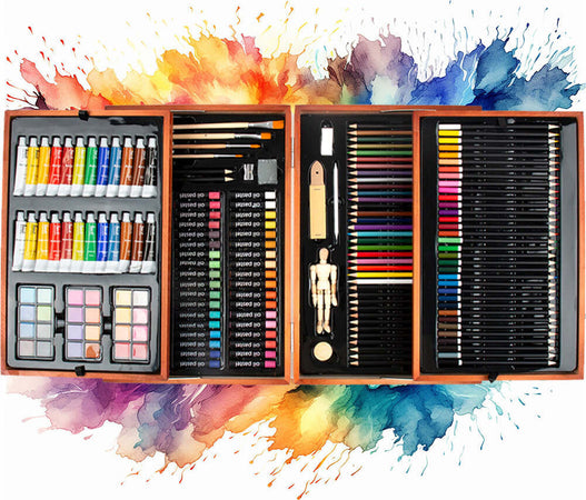 Valigetta-Artista-in-Legno-XXL-con-185-Accessori-Disegno-Artistico-Professionale
