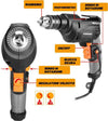 Valigetta-Attrezzi-27pz-+-Trapano-Avvitatore-Elettrico-710W-3000rpm-Mandrin-13mm