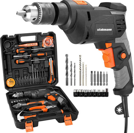 Valigetta-Attrezzi-35pz-con-Trapano-Elettrico-a-Percussione-710W-3000rpm-13mm