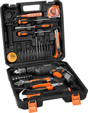 Valigetta-Attrezzi-35pz-con-Trapano-Elettrico-a-Percussione-710W-3000rpm-13mm