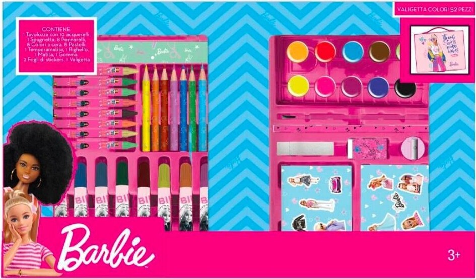 Valigetta Con Colori Acquerelli Barbie Set Per Colorare Gioco Per Bimbe 52 Pezzi commercioVirtuoso