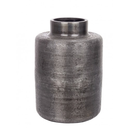 Vaso giara varanasi tondo in alluminio lavorato artigianalmente Ø24.5x35.5h