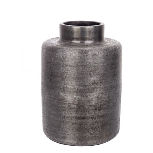 Vaso giara varanasi tondo in alluminio lavorato artigianalmente Ø24.5x35.5h
