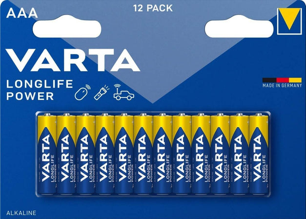 Varta Longlife Power High Energy Batteria Alcalina, Ministilo AAA Lr03  Confezione da 12 Pile