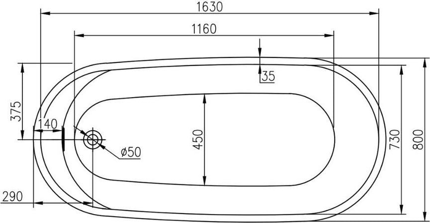 Vasca-da-bagno-free-Standing-Bianca-con-Piletta-e-Troppopieno-cm-170