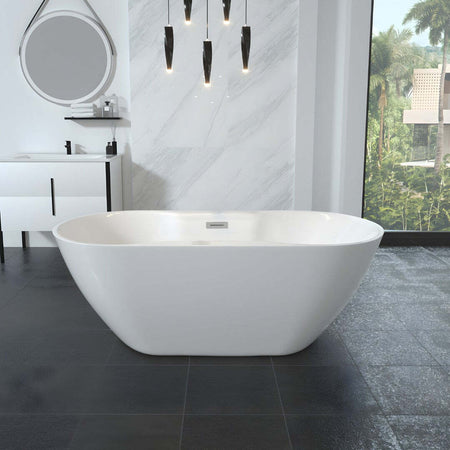 Vasca-Da-Bagno-Free-Standing-Forma-Ovale-Acrilico-Bianco-Lucido-170-cm