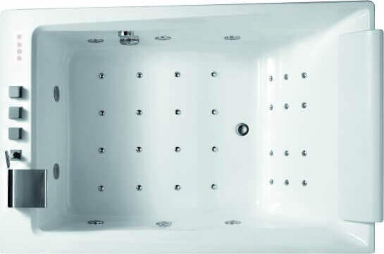 Vasca Idromassaggio Bianca E Acciaio 180x120cm Getto a Cascata Controllo Touch Poggiatesta Ergonomico E Funzione Cromoterapia Casa e cucina/Bagno/Attrezzature per bagni/Vasche da bagno/Vasche da bagno idromassaggio Shopbagno.it - Roma, Commerciovirtuoso.it