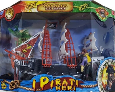 Vascello-Galeone-Pirati-Neri-Nave-Barca-Assalta-Teschio-Acqua-Gioco-Mare-Bimbo