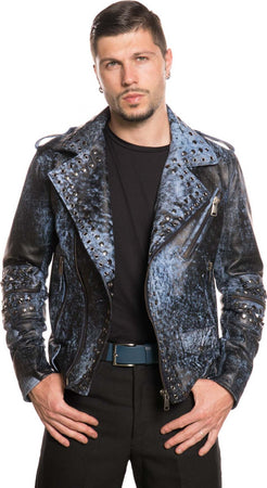 Vasco---Chiodo-Uomo-Borchiato-Blu-in-vera-Pelle