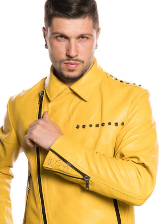 Vasco---Chiodo-Uomo-Giallo-Borchiato-in-vera-Pelle