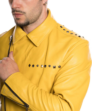 Vasco---Chiodo-Uomo-Giallo-Borchiato-in-vera-Pelle