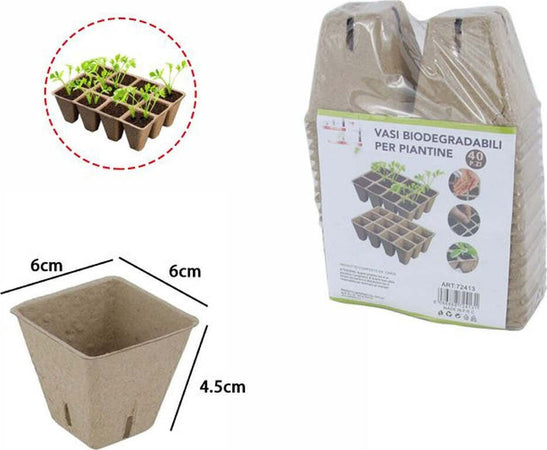Vasi Vasetti Biodegradabili Per Piantine Piante Fiori Semenzaio 40pz 6x6x4.5cm Giardino e giardinaggio/Attrezzi da giardino e attrezzature per l'irrigazione/Vasi e accessori per piante/Vasi tradizionali Trade Shop italia - Napoli, Commerciovirtuoso.it