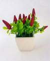 Vaso-Ceramica-Quadrato-Peperoncini-Artificiali-16cm-Pianta-Decorazione-Casa-Giardino