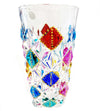 Vaso Cristallo 100% Di Murano Venezia Vetro Trasparente 15x8 Cm Multi Colore Artigianale Vaso Design Iconico Dipinto a Mano Venezia Made in Italy