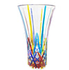 Vaso Cristallo 100% Di Murano Venezia Vetro Trasparente 21.5 x 12cm Multi Colore Artigianale Vaso Design Iconico Dipinto a Mano Venezia Made in Italy
