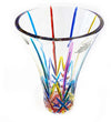 Vaso Cristallo 100% Di Murano Venezia Vetro Trasparente 21.5 x 12cm Multi Colore Artigianale Vaso Design Iconico Dipinto a Mano Venezia Made in Italy