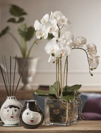 Vaso Faccia decorativa porta fiori diffusore essenze in ceramica volto donna h 16 cm