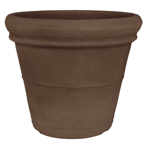 Vaso Doppiobordo Liscio rotondo in resina decorazione per esterno Made in Italy