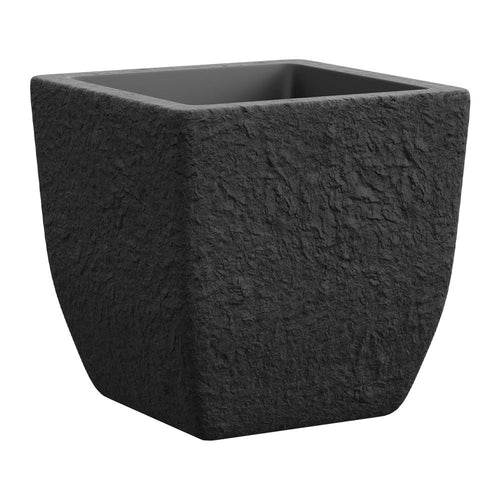 Vaso quadrato effetto pietra Lithos in plastica da esterno per piante e fiori