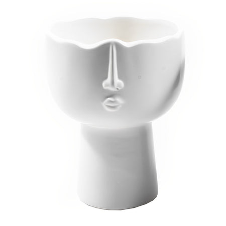 Statua decorativa testa porta vaso da interno ed esterno in ceramica h 19 cm