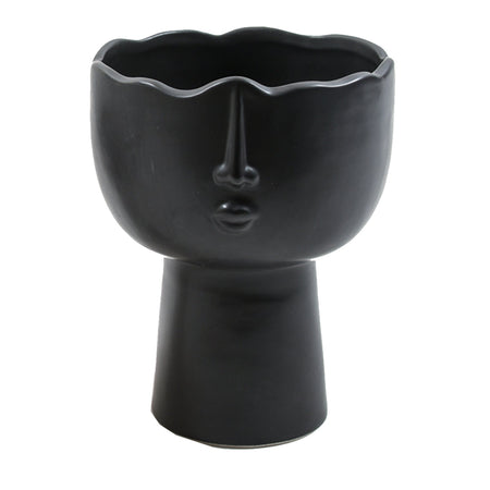 Statua decorativa testa porta vaso da interno ed esterno in ceramica h 19 cm