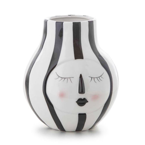 Vaso Faccia decorativa porta fiori diffusore essenze in ceramica volto donna h 15,8 cm