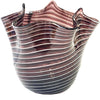 Vaso Fazzoletto Ametista e Rosa In Vetro Vaso Famoso 18.5x19.5 cm Design Made in Italy Vaso Cristallo Di Murano Con Filigrana100% Venezia Fatto a Mano
