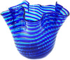 Vaso Fazzoletto Azzurro e Blu In Vetro Vaso Famoso 18.5x19.5cm Design Made in Italy Vaso Cristallo Di Murano Con Filigrana100% Venezia Fatto a Mano