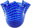 Vaso Fazzoletto Azzurro e Blu In Vetro Vaso Famoso 18.5x19.5cm Design Made in Italy Vaso Cristallo Di Murano Con Filigrana100% Venezia Fatto a Mano