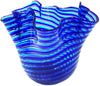 Vaso Fazzoletto Azzurro e Blu In Vetro Vaso Famoso 18.5x19.5cm Design Made in Italy Vaso Cristallo Di Murano Con Filigrana100% Venezia Fatto a Mano