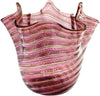 Vaso Fazzoletto Rosa Ametista in Vetro Vaso Famoso 9 X10 Cm Filigrana Oro E Bianca Design Made in Italy Vaso Cristallo Di Murano Con Filigrana100% Venezia Fatto a Mano